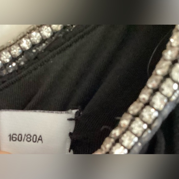 SELF-PORTRAIT Long Sleeve Cut-Out Rhinestone Black Jersey Midi Dress - Picture 7 of 10